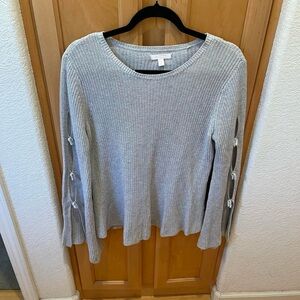 Light Blue Knit Sweater with Button Sleeve Detail Size Large